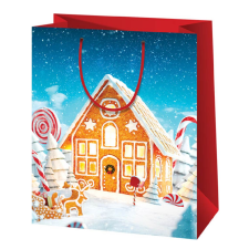 Cardex Mézeskalács házikó mintás normál méretű ajándéktáska 11x6x14cm-es ajándéktasak