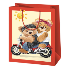 Cardex Motorozó mackók mintás normál méretű ajándéktáska 11x6x14cm-es ajándéktasak