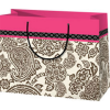 Cardex Rózsaszín szegélyű nagy méretű ajándéktáska 27x14x33cm