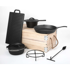 Carl Schmidt Sohn Michelangelo PARILLA öntöttvas edényszett fa dobozban, 9 részes edény