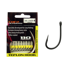 Carp Academy XS-1 pontyozó - bojlis horog, teflon, matt fekete, #4, 10db horog