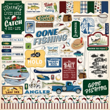Carta Bella Gone Fishing Matrica 12&quot; (30 cm) Cardstock Stickers (1 ív) matrica