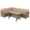 Casaria polyrattan kerti étkező garnitúra sarokgarnitúra WPC asztallap krém-bézs 993325