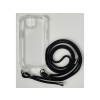 CASE AND PRO iPhone 15 Pro Max TPU+PC átlátszó tok, zsinórral, akasztóval, fekete (FEST-IPH15PM-BK)