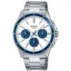Casio Férfi karóra rozsdamentes acél szíjjal, fehér számlappal, WR50