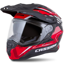 CASSIDA Road Runner TechniX enduro sisak piros-fekete-fehér-szürke bukósisak
