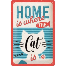 CAT HOME Is Where The Cat Is Fémtábla dekoráció