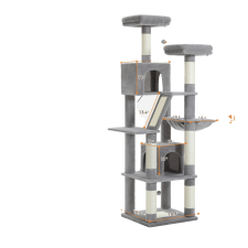  Cat Tree Tower, többszintes kialakítás, kényelmes függőágy, AMT0239GY, XL macskabútor