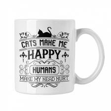  Cats make me happy humans make my head hurt - Fehér Bögre bögrék, csészék