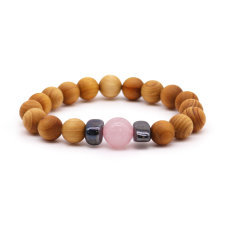  Cédrusfa Szív Chakra Karkötő Rózsakvarccal karkötő