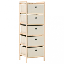  cédrusfa tárolóállvány 5 db bézs szövet kosárral bútor