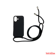 CELLECT iPhone 16 TPU+PC Fekete tok,Fekete zsinórral tok és táska