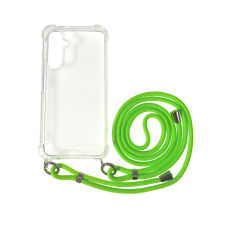 CELLECT Sam A14 5G/4G TPU+PC Átlát.tok,Neon Zöld zsinórral tok és táska