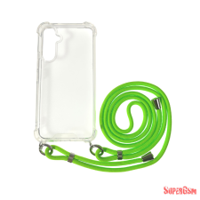 CELLECT Sam A14 5G/4G TPU+PC Átlát.tok,Neon Zöld zsinórral tok és táska