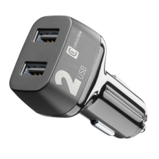 CELLULARLINE autós töltő 2 USB aljzat (9V / 2000 mA, 2 x 12W, gyorstöltés támogatás) FEKETE (CBRUSB224WK) mobiltelefon kellék