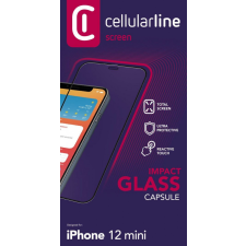 CELLULARLINE Protective tempered glass for full screen CAPSULE for Apple iPhone 12, black mobiltelefon kellék