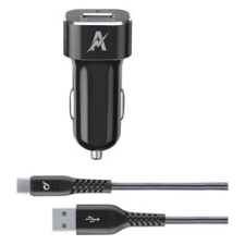 CELLULARLINE TETRAFORCE autós töltő USB aljzat (9V / 2000 mA, 15W, adaptív gyorstöltés támogatás + Type-C kábel) FEKETE mobiltelefon kellék