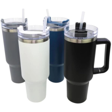 CEPEWA GmbH Egyszínű termo bögre (+tető, szívószál) 1200ml szürke bögrék, csészék