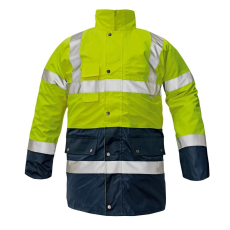 Cerva 4 az 1-ben kabát, sárga Hi-Vis hőszigetelt kabát M-méretű fényvisszaverő csíkokkal