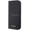 Cg mobile Apple iPhone 14 Pro, Oldalra nyíló tok, stand, kártyatartóval, 3D monogram minta, Karl Lagerfeld Saffiano Monogram Book, fekete