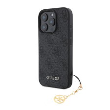 Cg mobile GUESS 4G CHARMS műanyag telefonvédő (textil hátlap, telefondísz) SÖTÉTSZÜRKE tok és táska