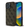 Cg mobile GUESS 4G METAL GOLD LOGO műanyag telefonvédő (textil hátlap) SÖTÉTBARNA Apple iPhone 16 Pro (GUHCP16LG4GFBR) (GUHCP16LG4GFBR)