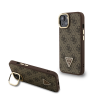Cg mobile GUESS PU 4G STRASS TRIANGLE LOGO STAND műanyag telefonvédő (ütésállóság, bőr hatású hátlap, kitámasztó) BARNA Apple iPhone 15 (GUHMP15SPCS4GPTW) (GUHMP15SPCS4GPTW)