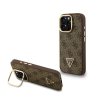 Cg mobile GUESS PU 4G STRASS TRIANGLE LOGO STAND műanyag telefonvédő (ütésállóság, bőr hatású hátlap, kitámasztó) BARNA Apple iPhone 15 Pro Max (GUHMP15XPCS4GPTW) (GUHMP15XPCS4GPTW)