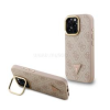 Cg mobile GUESS PU 4G STRASS TRIANGLE LOGO STAND műanyag telefonvédő (ütésállóság, bőr hatású hátlap, kitámasztó) RÓZSASZÍN (GUHMP16LPCS4GPTP)