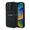 Cg mobile GUESS SAFFIANO PEONY CLASSIC LOGO szilikon telefonvédő (ütésállóság, bőr hatású hátlap, MagSafe) FEKETE (GUHMP16XPSAPSMEK)