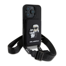 Cg mobile KARL LAGERFELD SAFFIANO CROSSBODY STRAP szilikon telefonvédő (ütésállóság. nyakpánt. kártyatartó) FEKETE tok és táska