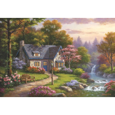 Chalupa a Stonybrook-vízesés puzzle 2000 darabos puzzle, kirakós