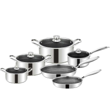 Cheffinger 10 darabos készlet, rozsdamentes acél serpenyők CF-PS1010, karcmentes edény