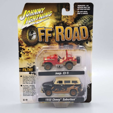  Chevy Suburban &amp; Jeep CJ-5 1:64 piros makett
