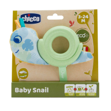 Chicco Baby Snail Eco+ bébicsiga rágókás textiljáték ökoanyagból rágóka