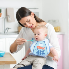 Chicco Easy Meal Bib - frottír előke vízálló hátlappal 3db-os kék előke