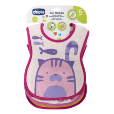 Chicco Easy Meal Bib - frottír előke vízálló hátlappal 3db-os rózsaszín előke