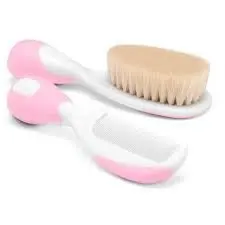 Chicco fésű-kefe természetes sörtékkel Pink fésű