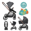 CHICCO kombinált babakocsi Mysa 3in1 Black Satin + Chicco All Around Bouncer INGYENES