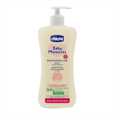 Chicco Micellás fürdető 500 ml - sensitive Baby Moments - gyapotmagolaj és E-vitamin babafürdető, babasampon