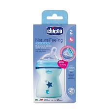  Chicco NaturalFeeling cumisüveg közepes folyású ferde cumival - 250 ml kék cumisüveg