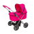 Chicco Roamer Pram rózsaszín játék babakocsi fekvő mózeskosárral