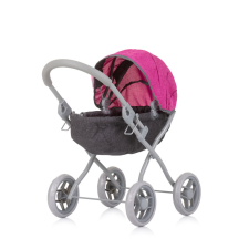 Chipolino Daisy játék babakocsi - Grey/Pink linen játék babakocsi