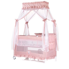 Chipolino Palace multifuncionális utazóágy baldachinnal Cat pink utazóágy