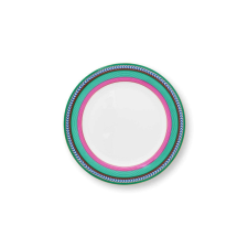  Chique Stripes Rózsaszín-zöld porcelán tál 23cm tányér és evőeszköz