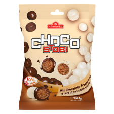 Choco Stobi vegyes csokoládéval bevont extrudált kekszdrazsé - 60 g csokoládé és édesség