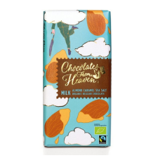 Chocolates from Heaven Csokoládék a mennyből - BIO tejcsokoládé karamellával. mandula és tengeri só 37%, 100g reform élelmiszer