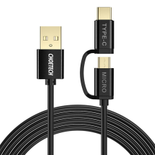 CHOETECH 2in1 USB cable Choetech USB-C / Micro USB, (black) kábel és adapter
