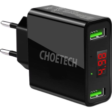 CHOETECH C0028 2 x USB-A Hálózati Töltő Adapter 12W - Fekete (C0028 BLACK) mobiltelefon kellék