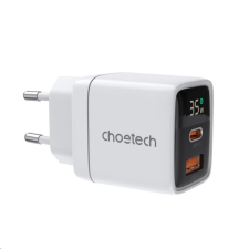 CHOETECH PD6052 USB A+C hálózati töltő fehér mobiltelefon kellék